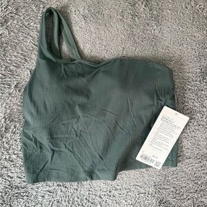 Lululemon Green Ribbed nulu One-Shoulder tank Top